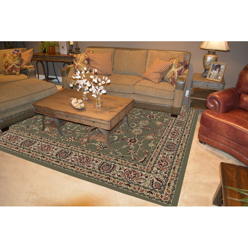 Tapis à motif oriental sauge Balch, Rectangle 7 pi 10 po x 9 pi 10 po