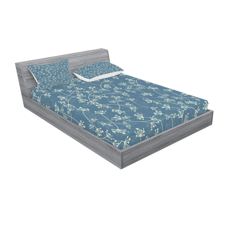 Microfiber Floral Sheet Set, Queen Sheet Set with Fitted Sheet