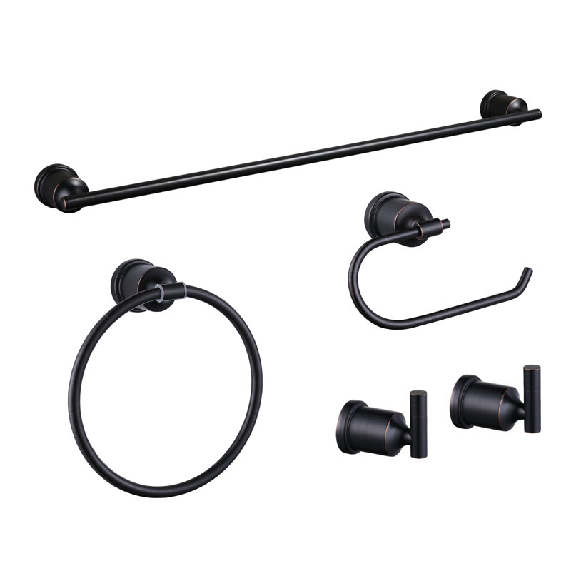 5 - Piece Bathroom Hardware Set, Oil Rubber Bronze