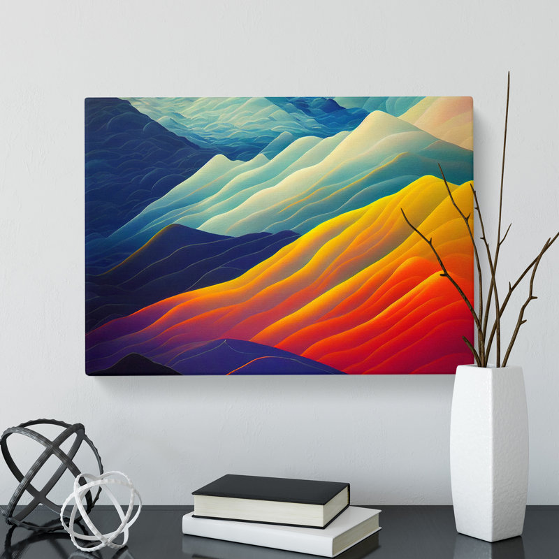 Colourful Mountain Scene - Wrapped Canvas, 35cm H x 50cm W x 3cm D