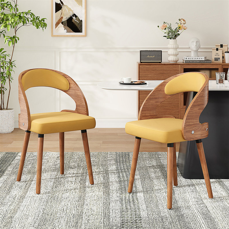 Upholstered Dining Chair With Wooden Frame, Dark Gray, 2