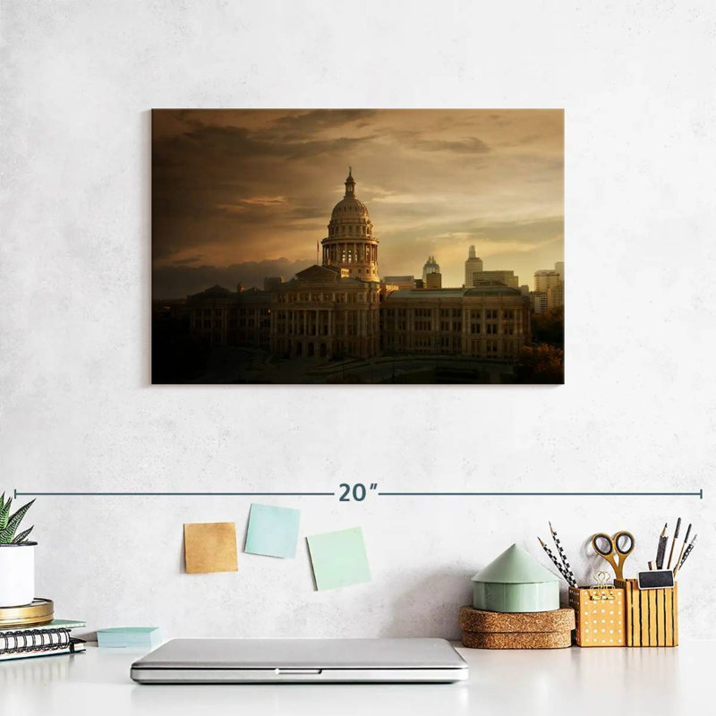 Coucher de soleil au Texas State Capitol, H 8 po x l 12 po