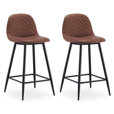 Upholstered Counter Stool with Metal Frame