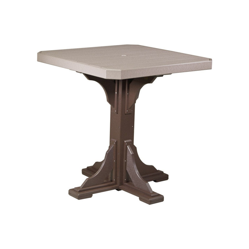 Table carrée Stepanian, Brun châtaigne, H 30,25 po x l 41 po x P 41 po, Bois vieilli
