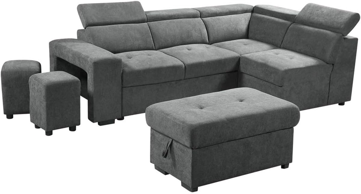 Latitude Run® Samoa Latitude Run® Gray Sleeper Sectional Sofa with ...