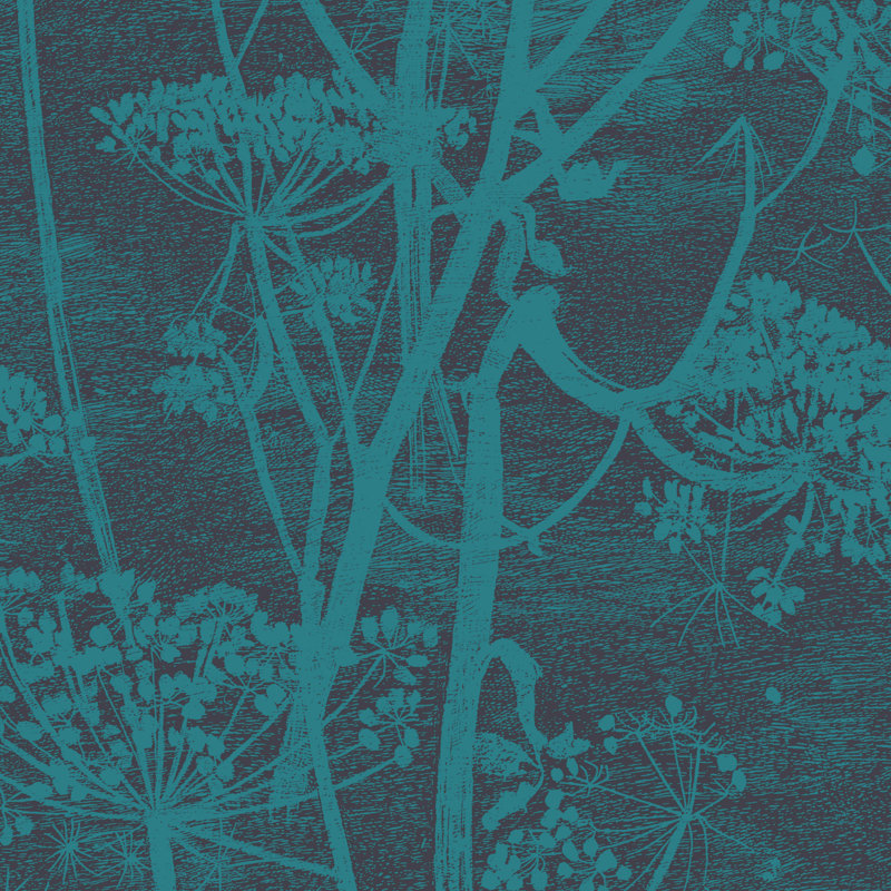 Cow Parsley Floral Wallpaper Roll, Teal