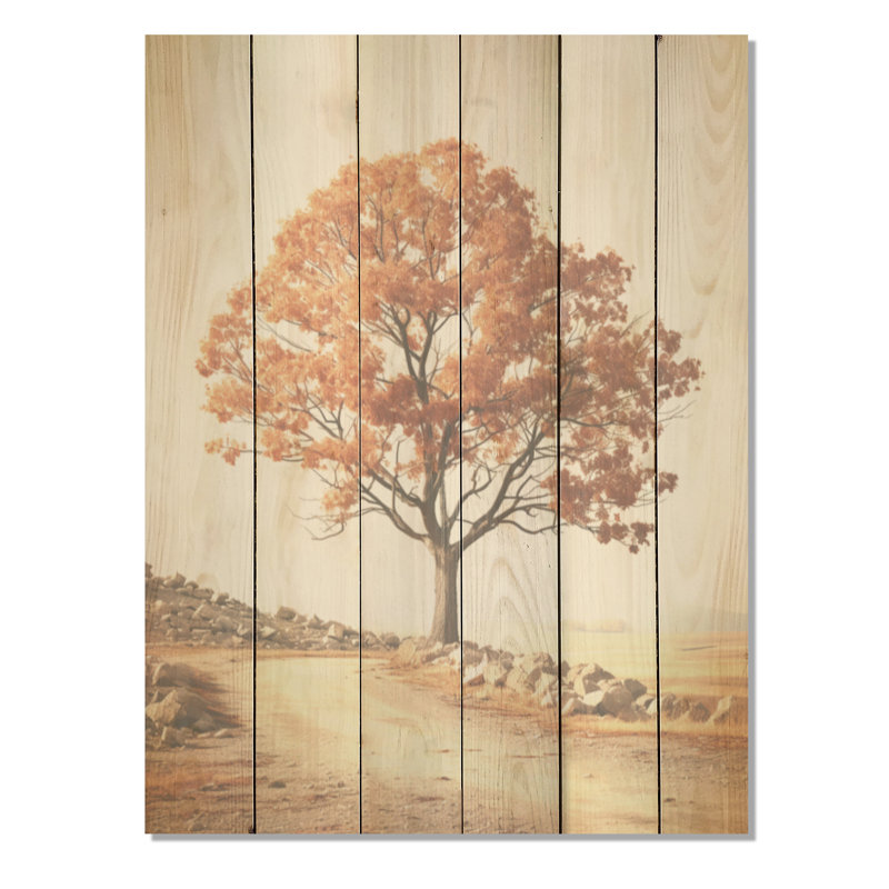 «Vintage Maple Tree Charm I», érable sur bois, art sur bois de pin naturel, H 40 po x l 30 po