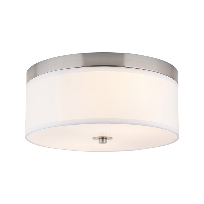 Broyles Fabric Flush Mount, 6" H x 15" W x 15" D, Brushed Nickel
