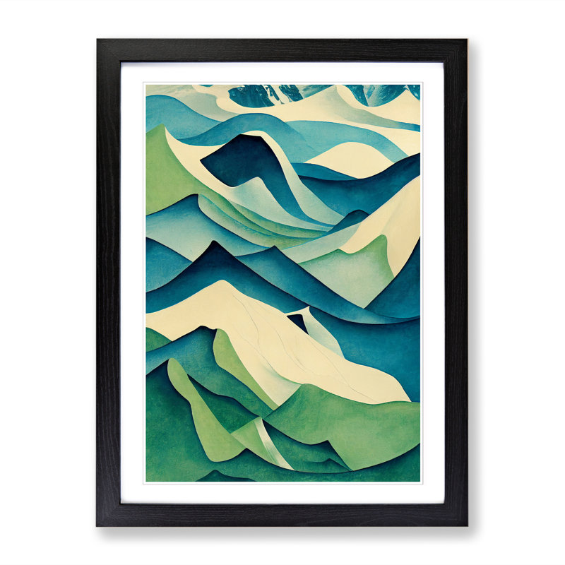 FRM-V0523-1079X Glacier Abstract Vol.1 - Picture Frame Print, 64cm H x 46cm W, Walnut Framed