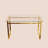 51" Modern Minimalist Rectangular Glass Dining Table for 4-6 with 0.31" Tempered Glass Tabletop and Golden Chrome Metal Legs