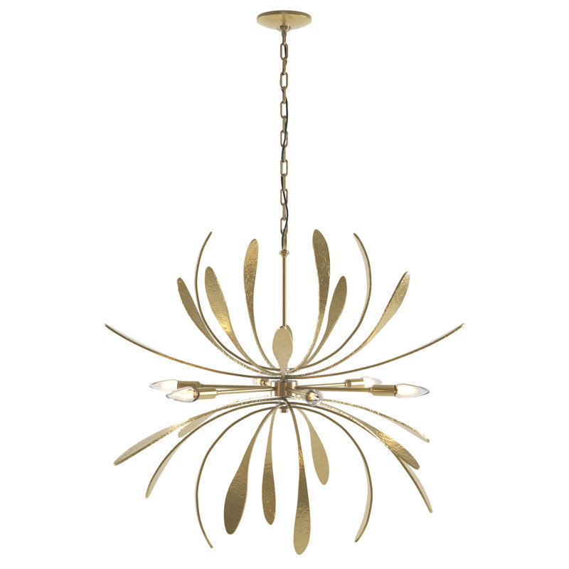 Dahlia Sputnik Sphere Chandelier, Modern Brass, 28.2" H x 32.7" W x 32.7" D