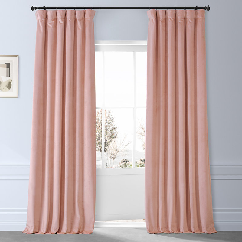 Loria Plush Velvet 100% Blackout Curtains For Bedroom, Living Room - Single Panel, 50" W x 84" L, Apricot Blossom