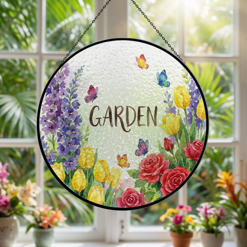 Panneau de vitrail de jardin 12 "H 12", 12" H x 12" W