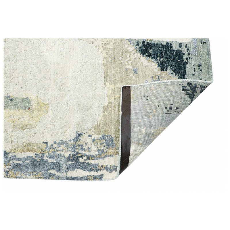 Hand Woven Silk and Wool Area Rug, Rectangle 9' x 12'