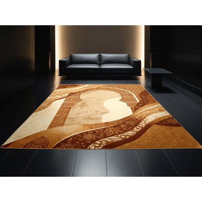 Tapis oriental brun moelleux en peluche douce et ornemental Nikolas