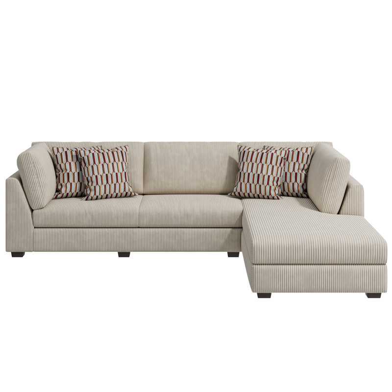Amiela Upholstered L-Shaped Sectional Right Hand Facing, Beige