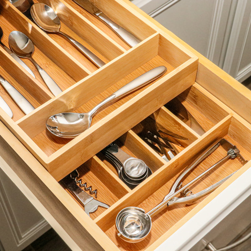 Bamboo 5-Slot Flatware Organizer Set, 14.25" x 10.5"