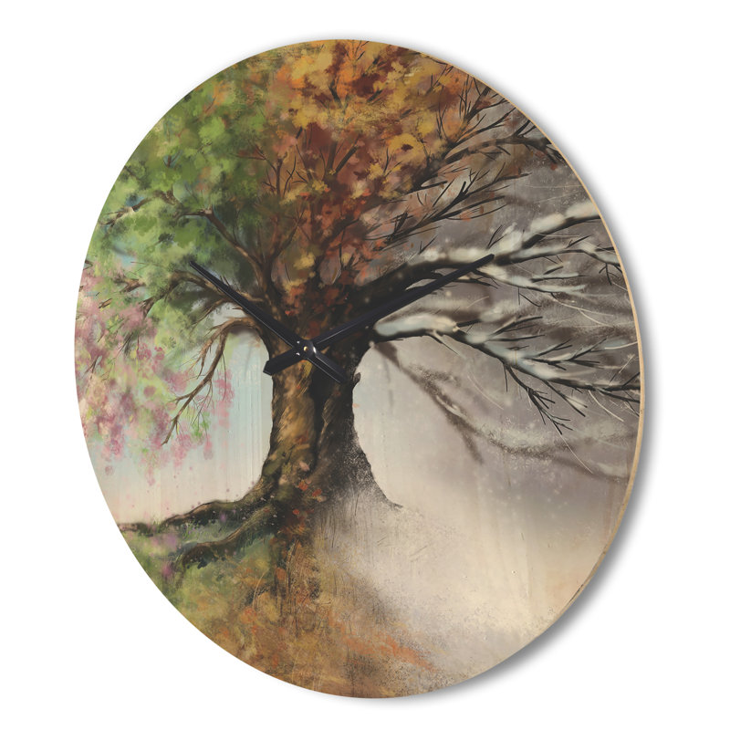Horloge murale arbre avec quatre saisons, Très grand