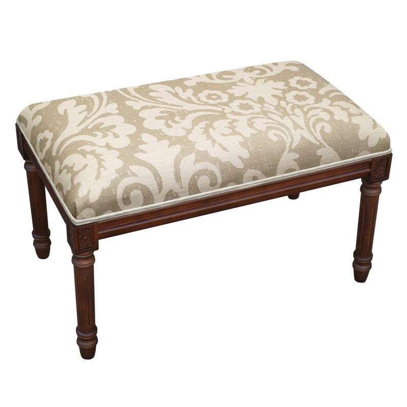 Banc rembourré Billiot, Walnut/Taupe Jacobean Floral 