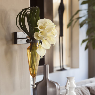 Wall Mount Amphora Vase on Iron Sconce with Finials