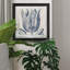 Indigo floral sur lin VI - reproduction encadrée de qualité supérieure - prêt à être accroché - impression encadrée sur papier-1607623001-1607622982-1607652894