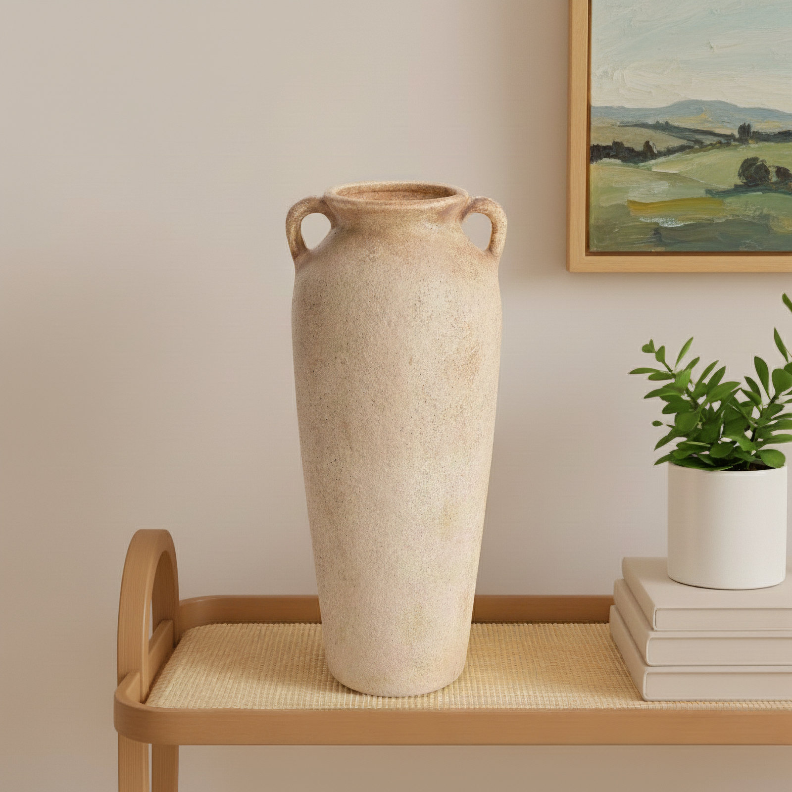 Brera Ceramic Table Vase, Light Brown