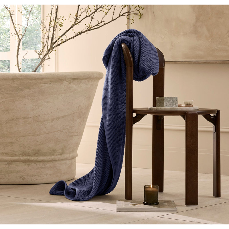 Turkish Ribbed Bath Sheet Set, Coastal Navy, 6 Pieces: 2 Bath Sheet, 2 Washcloth, 2 Hand Towel