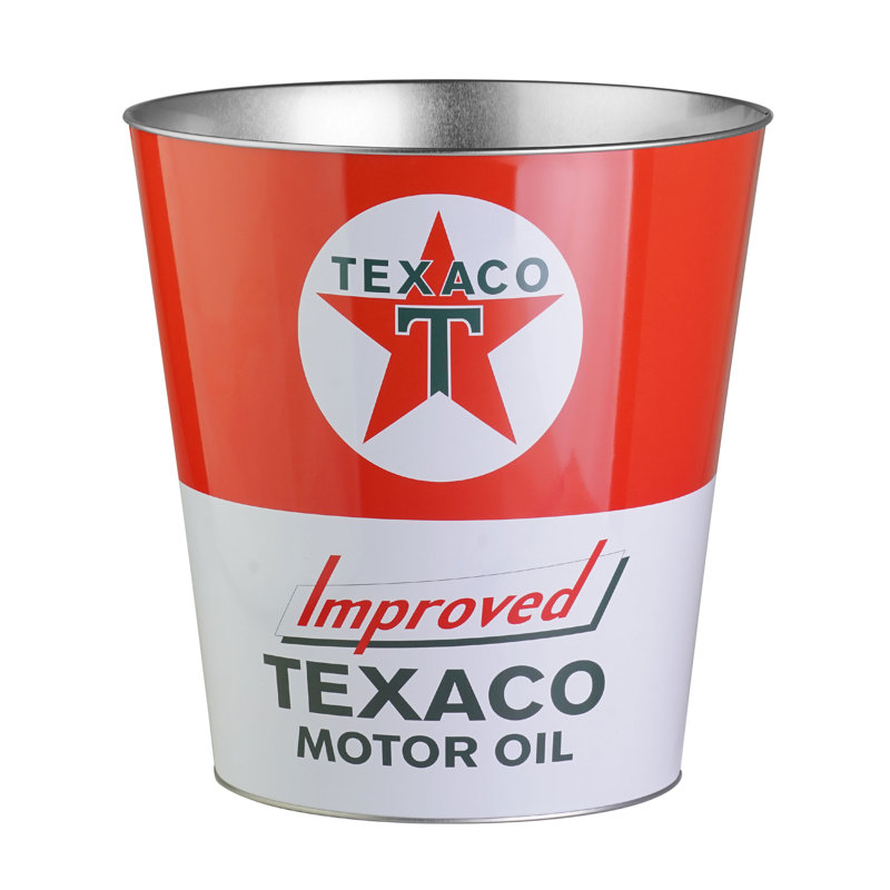 Texaco Red and White Metal Trash Bin - 2.25 Gallons