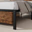 Structure de lit Kempst pleine grandeur en métal brun avec tête et pied de lit en bois, lit plateforme rustique avec support à lattes en acier robuste, aucun sommier requis-128148229-12246801