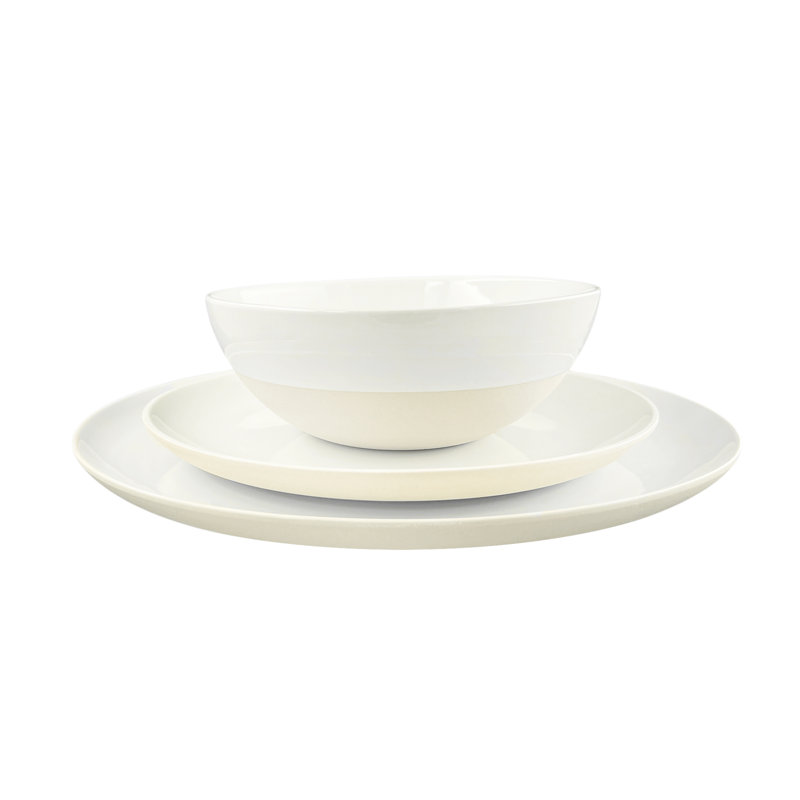 Service de vaisselle 3 pièces en porcelaine, Blanc