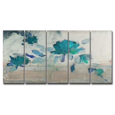 'Painted Petals IV-B' 5 Piece Wrapped Canvas Print Set on Canvas