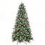 Arbre de Noël 8 pi enneigé avec baies rouges, pommes de pin et conception à charnières pour une installation facile-2135694857-2135694860