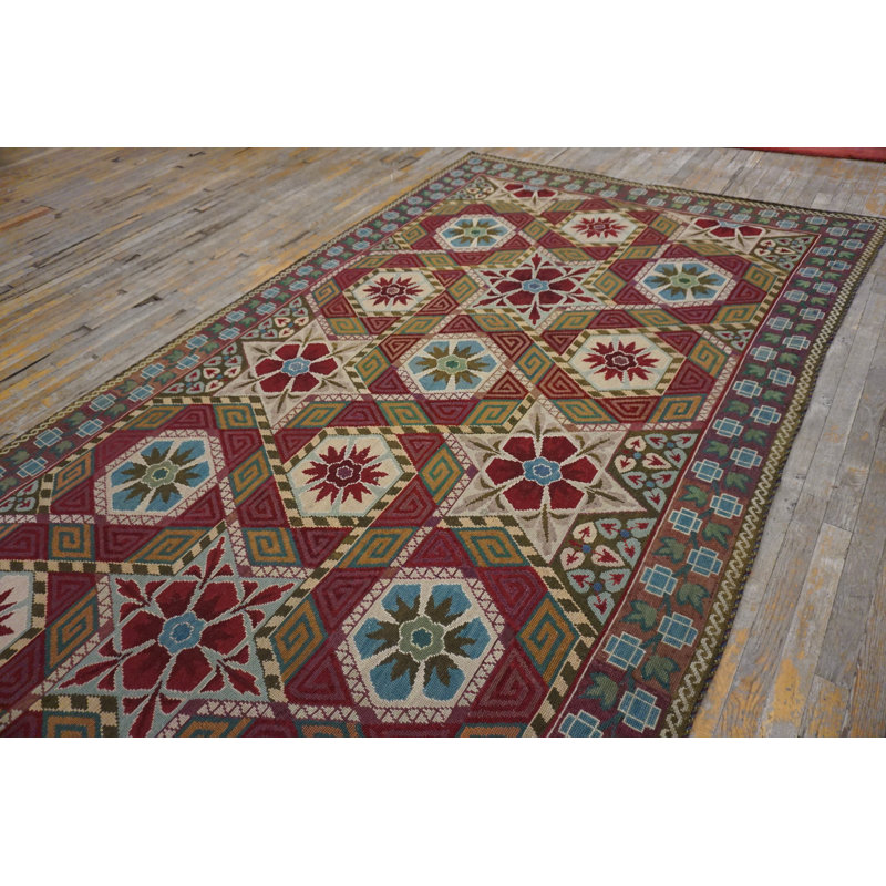 Antique Large Needlepoint French Flat Weave Rug