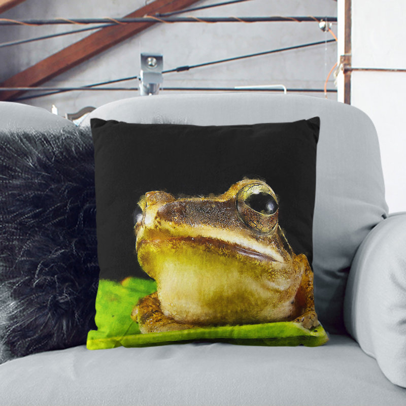 Frog Vol.2 Painting Square Throw Cushion, Black, 40cm H x 40cm W x 15cm D