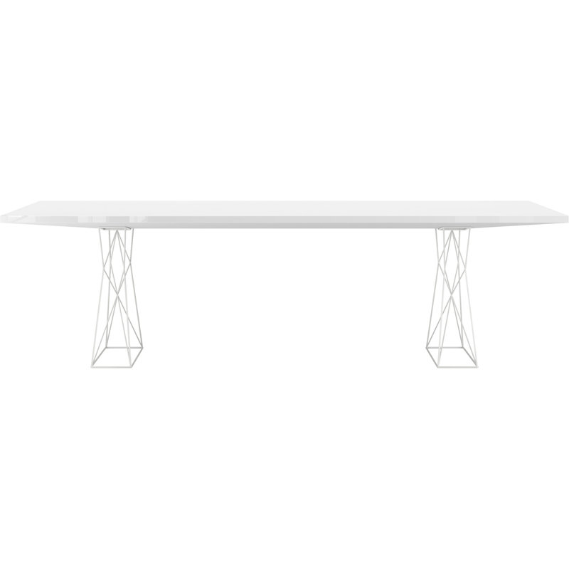 Gawen Dining Table, 39" W x 87" L, Glossy White/ White