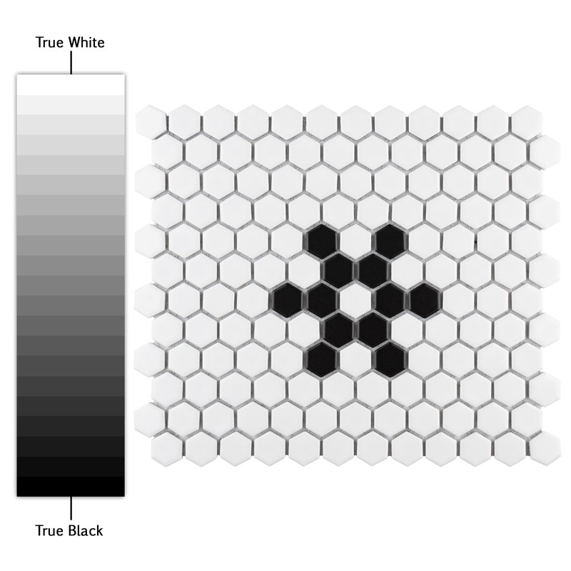 Metro 1" Hex Matte White with Snowflake 10-1/4" x 11-7/8" Porcelain Mosaic Tile