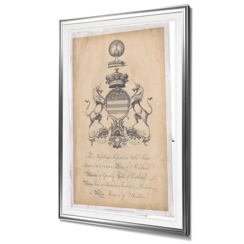 «Peerage of England III», art textuel, H 24 po x l 20 po x 1,5 po, Cadre argenté