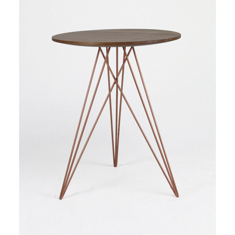 Hudson Solid Wood Top End Table, Walnut, Rose Copper
