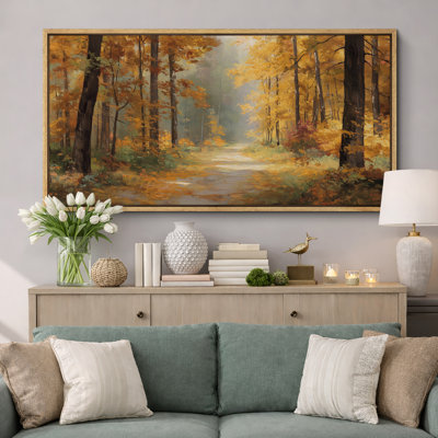 «Autumn Forest Path», art du couloir, art mural, impression sur toile encadrée, 2 pièces - 16 po x 24 po x 2 pièces, 24 po x 36 po x 2 pièces