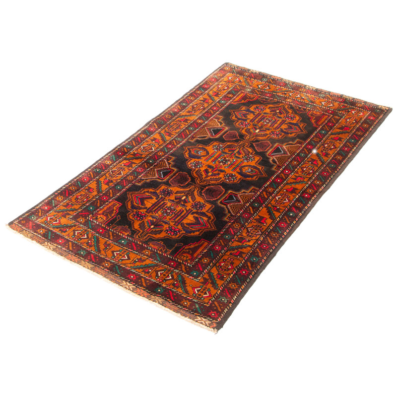 Tapis brun Teimani 3 pi 5 po x 6 pi 1 po