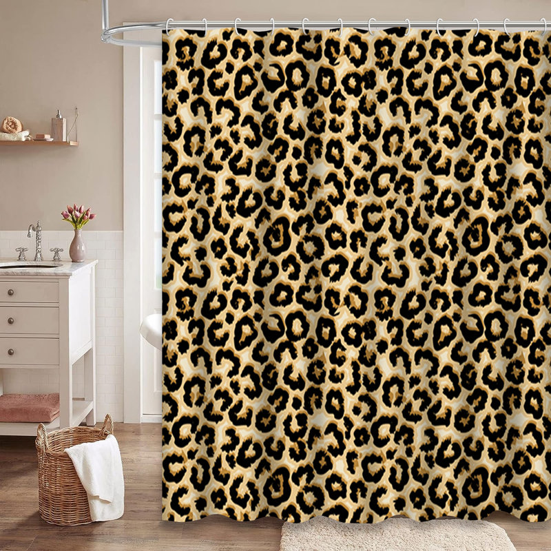 Rideau de douche avec 12 crochets Leopard, L 72 po x l 72 po
