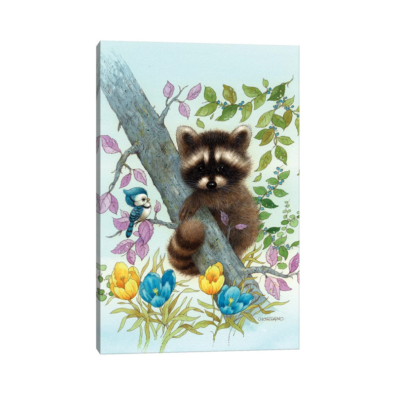 Raccoon On A Limb - Wrapped Canvas Print, 101.6 cm H x 66.04 cm W x 1.91 cm D