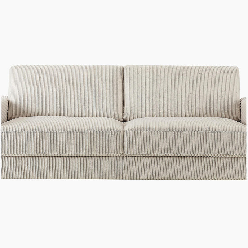 Canapé moderne en velours côtelé 3 places, H 33 po x l 86 po x P 32 po, Beige