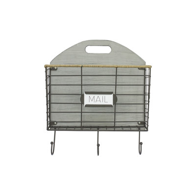Ibrar Solid Wood Wall Organizer with Wall Baskets