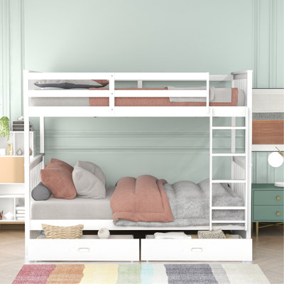 Lit superposé blanc avec rangement Twintwin blanc - Ajoute du style à la chambre à coucher et aux échelles blanches, convient à diverses chambres à coucher