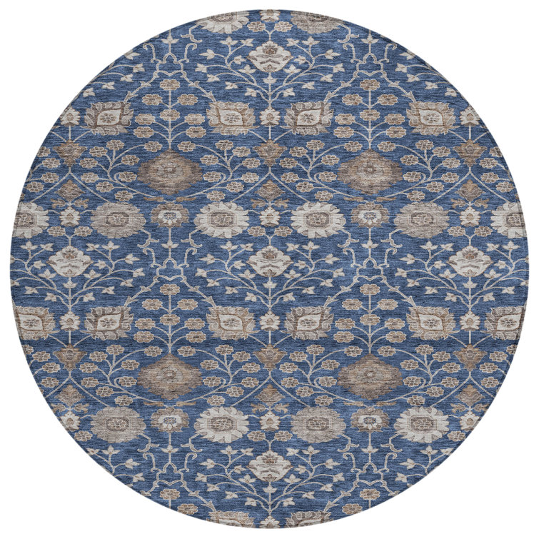 Machine Washable Indoor/Outdoor Cicel ACN1155 Navy Rug