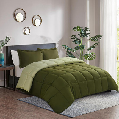 Ensemble de couette en fibres synthÃ©tiques prÃ©lavÃ©es, format simple - Motif chic rÃ©versible - Piquage en carreaux avec 4 pattes aux coins - LÃ©gÃ¨re, pour toutes les saisons - Couette bleue avec 2 taies d'oreiller