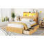 Lit simple avec tiroirs et rangement escamotable, tête de lit en bois avec rangement, DEL, structure de support fiable, disposition personnalisable pour la configuration de la chambre à coucher