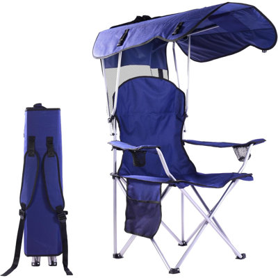 Portable Folding Camping Chairs With Canopy Shade, Beach Chair For Adults, Durable Weather Resistant 600D Oxford Cloth, Camping Chair With Canopy For by Arlmont & Co.