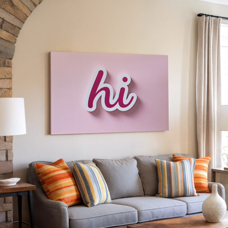 Toile, "Design Hi Vibrant", présentant le mot «Hi In In Wall Art», une police ludique et audacieuse, les lettres devraient être un mélange pour l'art mural moderne sur toile